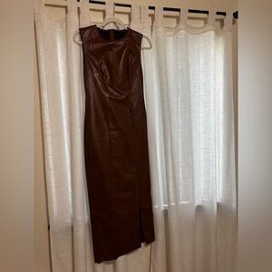 Zara Elegant Brown Sleeveless Dress